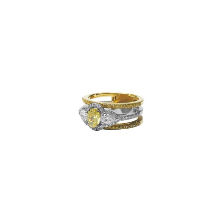 Bague Isabelle Barrier bicolore sertie de diamants naturels, taille 53